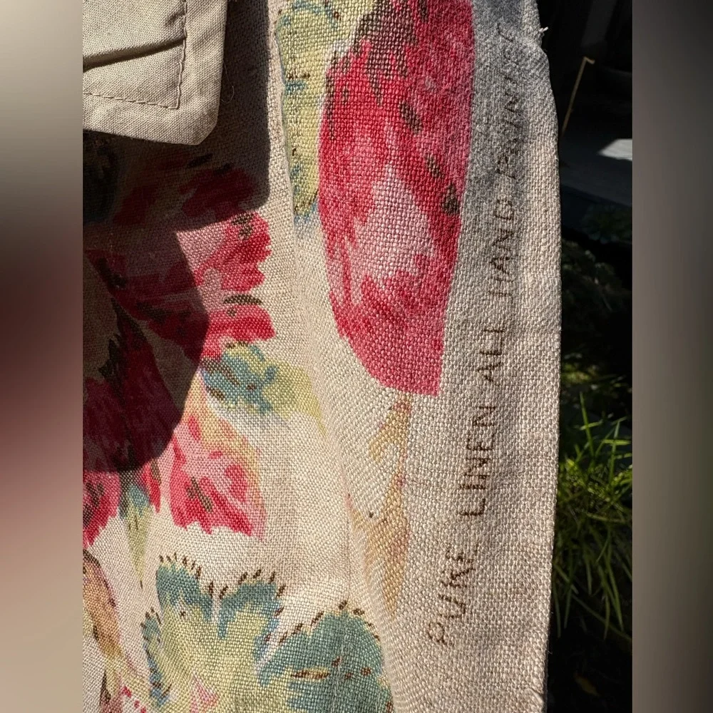 Pure Linen Handblocked Printed 5 Piece Pillow Sham  Set with Matching Runner